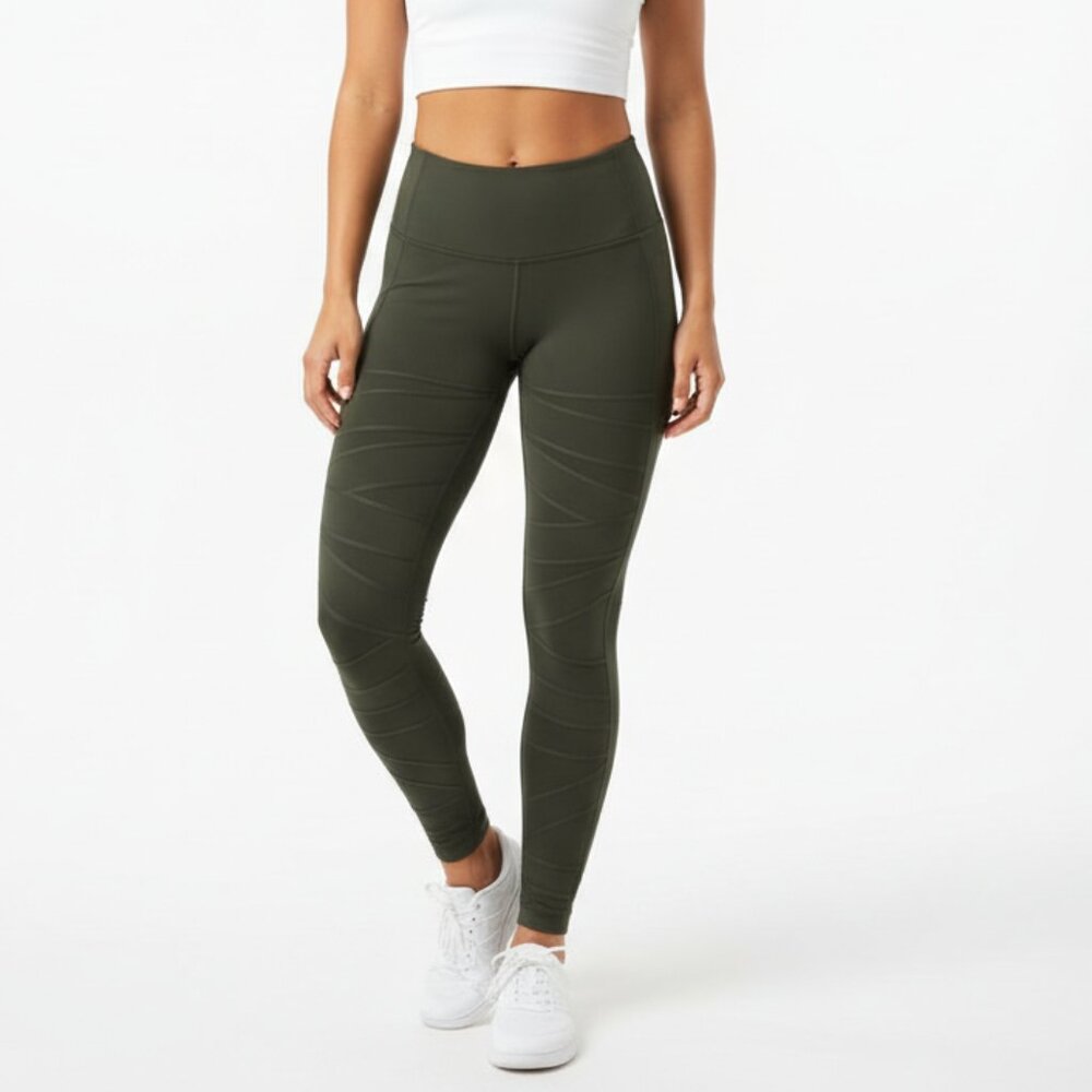 Lululemon Army Green Workout Athletic Sport Leggings 2‎